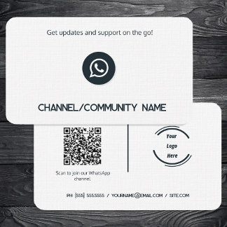 Carte De Visite 🌐 📲 communauté WhatsApp Channel personnalisée QR