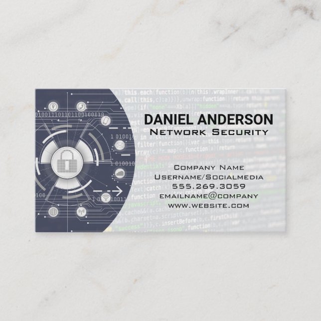 Carte De Visite Communications réseau | Coder | Cyber sécurité (Devant)
