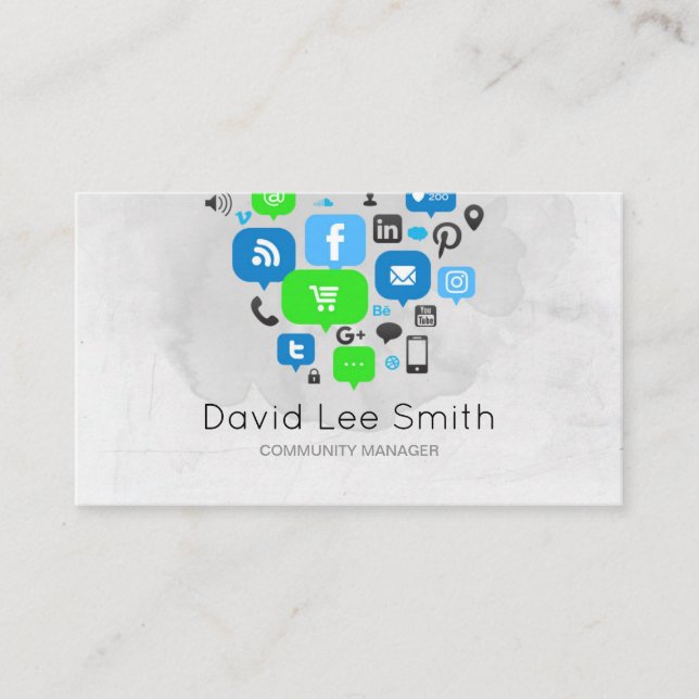 Carte De Visite Community Manager/Consultant/Moyenne Sociale (Devant)