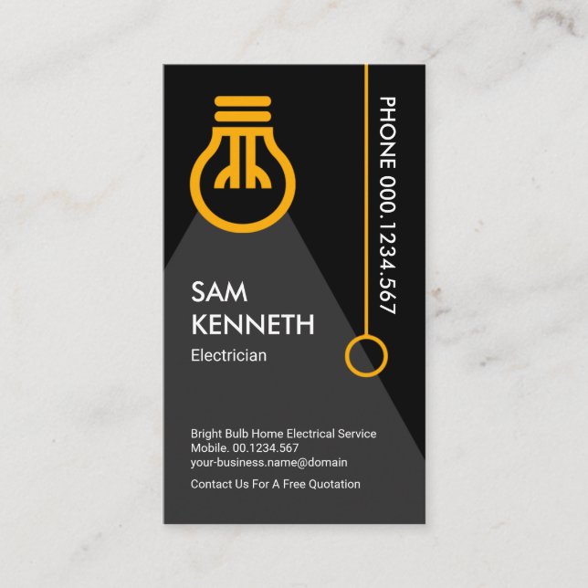 Carte De Visite Commutateur lumineux jaune brillant Électrique (Devant)
