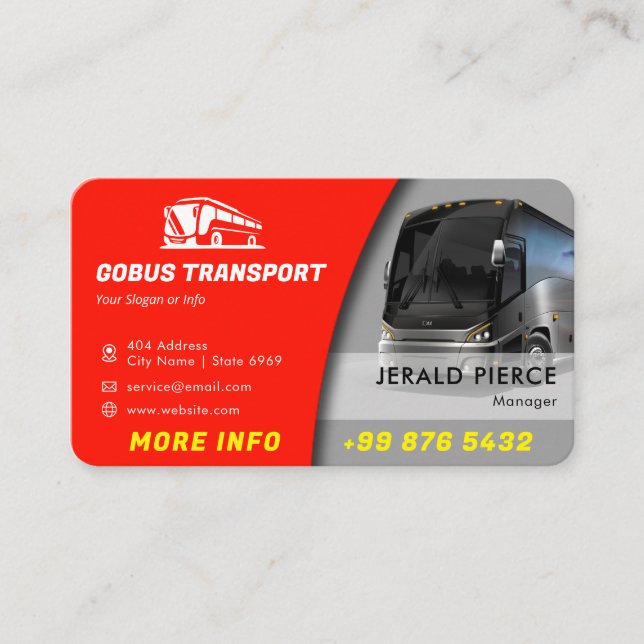 Carte De Visite Compagnie de bus moderne | Rouge (Devant)