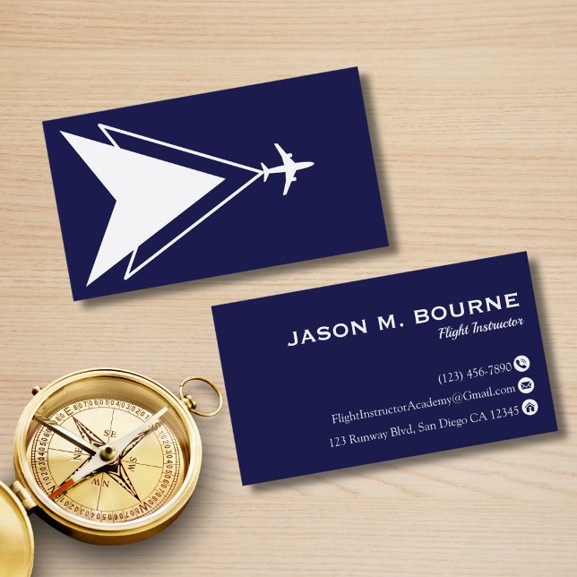 Carte De Visite Compagnie pilote professionnel Marine Blue Aviatio (Créateur téléchargé)