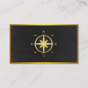 Carte De Visite Compas moderne Or Nautique