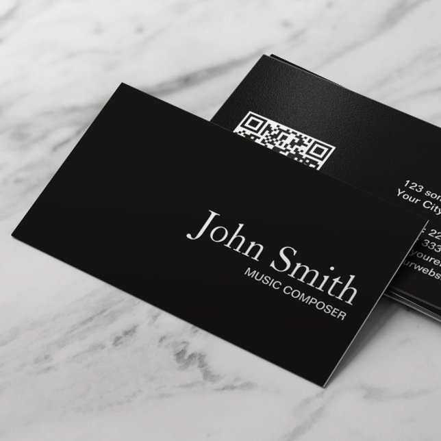 Carte De Visite Compositeur de musique de code QR noir clair (Créateur téléchargé)