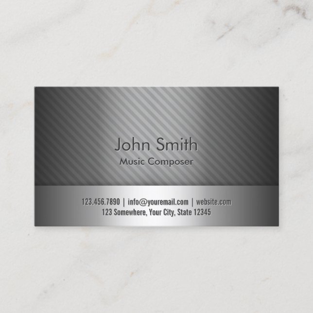Carte De Visite Compositeur de musique Moderne Argent Metallic (Devant)