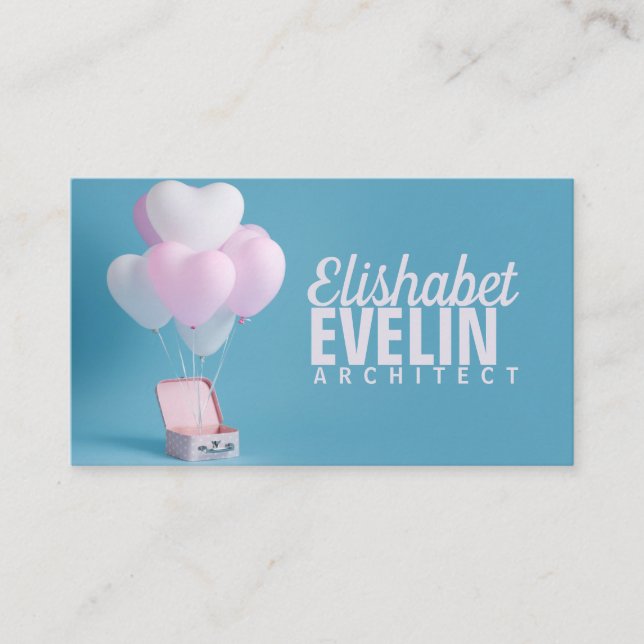 Carte De Visite Composition avec des ballons de coeur mignons dans (Devant)