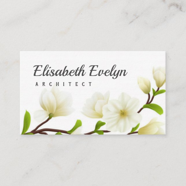 Carte De Visite Composition de fleurs de magnolia blanche et réali (Devant)