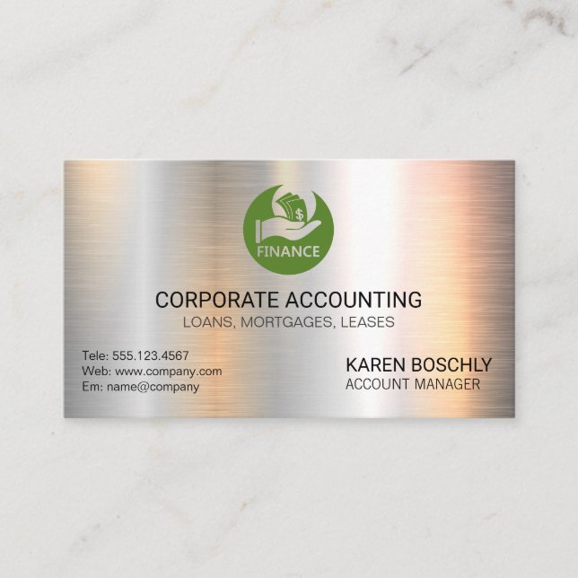 Carte De Visite Comptabilité | Logo de finance monétaire | Métalli (Devant)