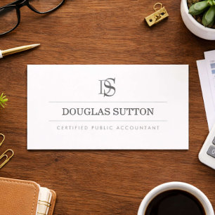 Carte De Visite Comptable agréé CPA Monogramme Professionnel Blanc