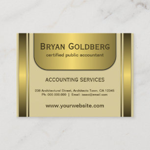 Carte De Visite Comptable CPA Elegant Cream and Gold Plate