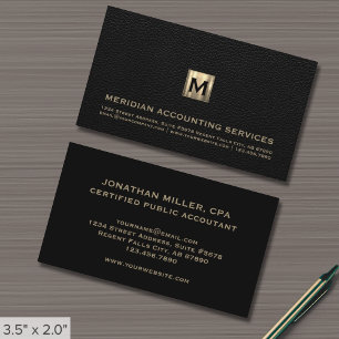 Carte De Visite Comptable CPA Faux Cuir noir