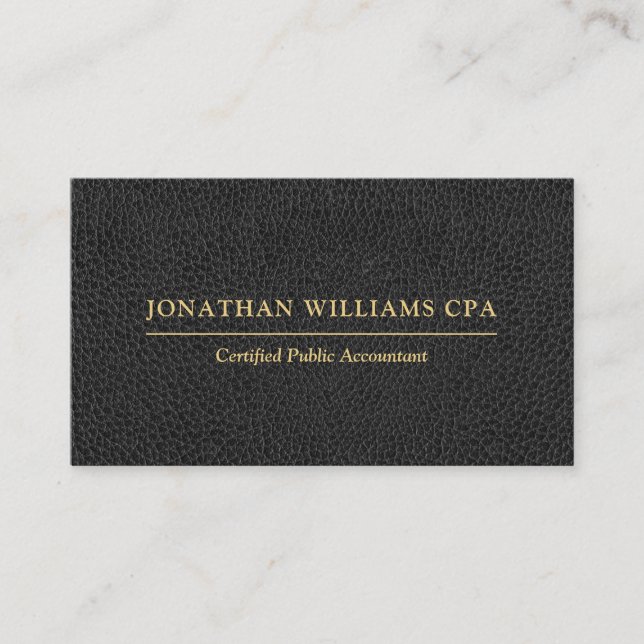 Carte De Visite Comptable CPA Faux Leather Gold Typographie Noire (Devant)