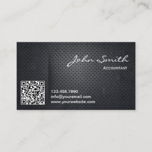 Carte de visite comptable du code QR en métal noir