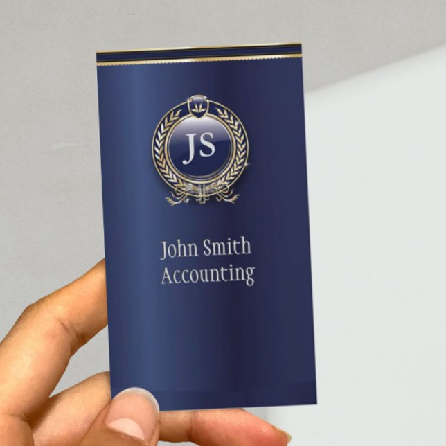 Carte de visite comptable élégant Dark Blue & Gold (Créateur téléchargé)