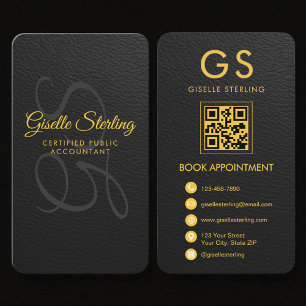 Carte De Visite Comptable Fiscal CPA Faux Cuir Noir