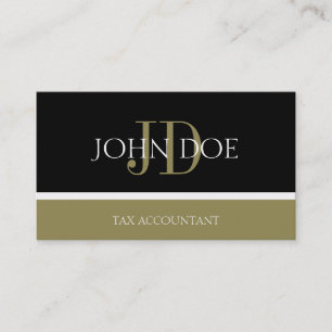 Carte De Visite Comptable fiscal/CPA Monogramme noir/or