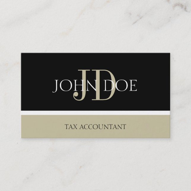 Carte De Visite Comptable fiscal/monogramme CPA Noir/Tan (Devant)