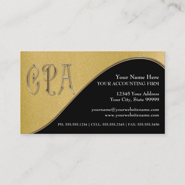 Carte De Visite Comptable public certifié Gold n Black de l'ACP (Devant)