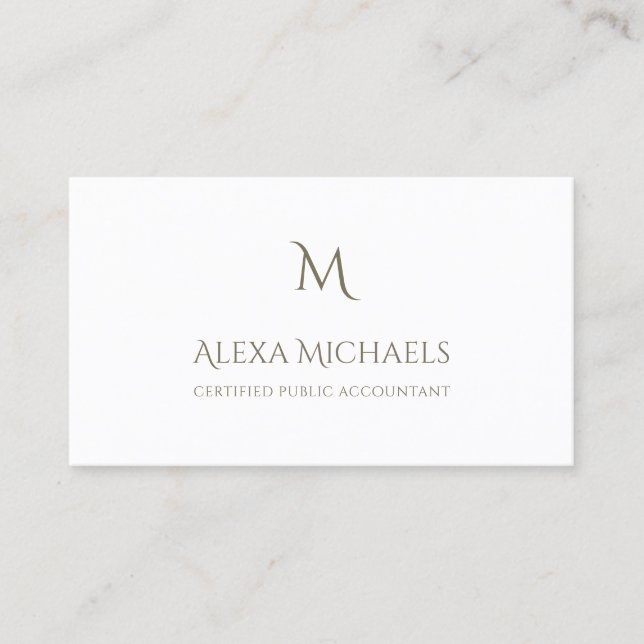 Carte De Visite Comptable public certifié Monogramme simple (Devant)