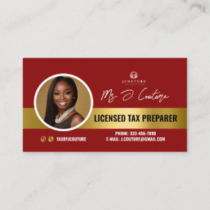 Carte de visite comptable Red & Gold Tax Preparing