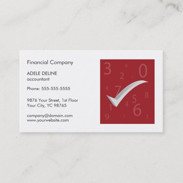 Carte De Visite Comptable rouge et blanc simple moderne (Devant)