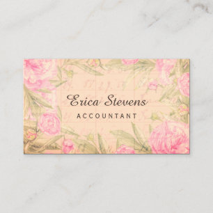 Carte De Visite Comptable vintage comptable rose floral
