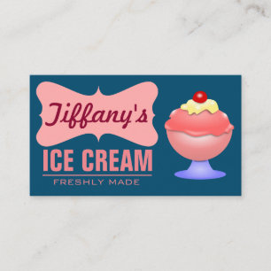 Carte De Visite Comptoir de Glaces Rétro Dimanche Rose Crème G