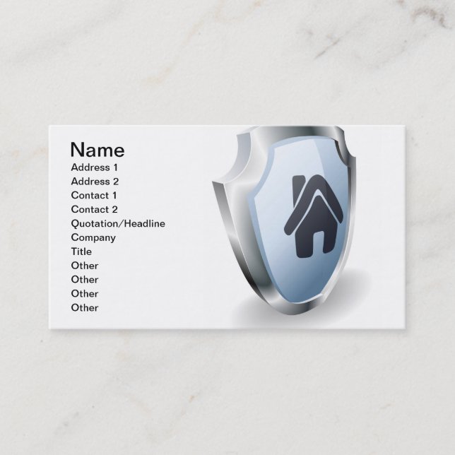 Carte De Visite Concept de bouclier de Chambre (Devant)