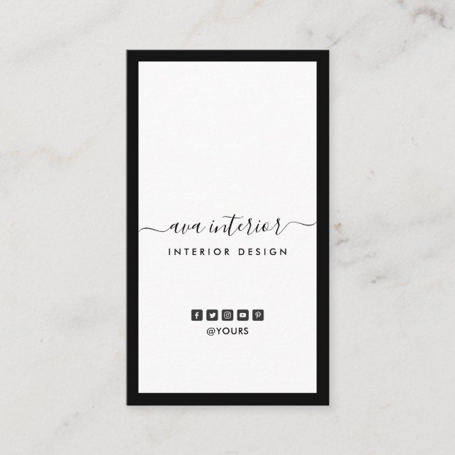 Carte De Visite Concepteur de calligraphie moderne B&W Social Vert (Devant)