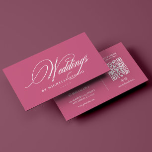 Carte De Visite Concepteur de mariage élégant monogramme rose