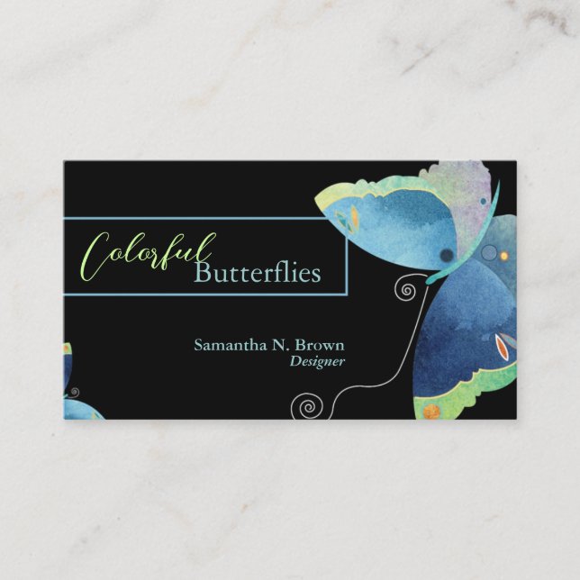 Carte De Visite Concepteur de papillons bleus Sassy (Devant)