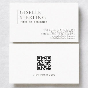Carte De Visite Concepteur d'intérieur Code QR Professionnel Moder