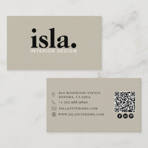 Carte De Visite Concepteur d'intérieur de code QR minimaliste mode