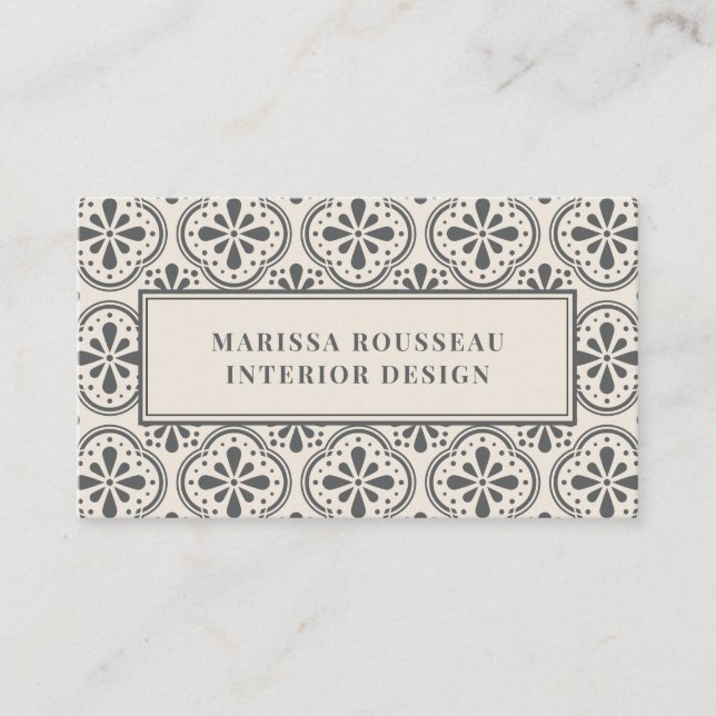 Carte De Visite Concepteur d'intérieur de Motif de crème gris géom (Devant)