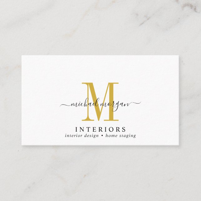Carte De Visite Concepteur d'intérieur de script moderne simple En (Devant)