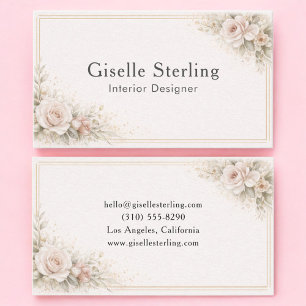 Carte De Visite Concepteur d'intérieur Fleur Neutre Professionnel