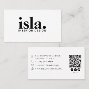 Carte De Visite Concepteur d'intérieur minimaliste moderne de code