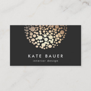 Carte De Visite Concepteur d'intérieur moderne Black and Gold Sphe