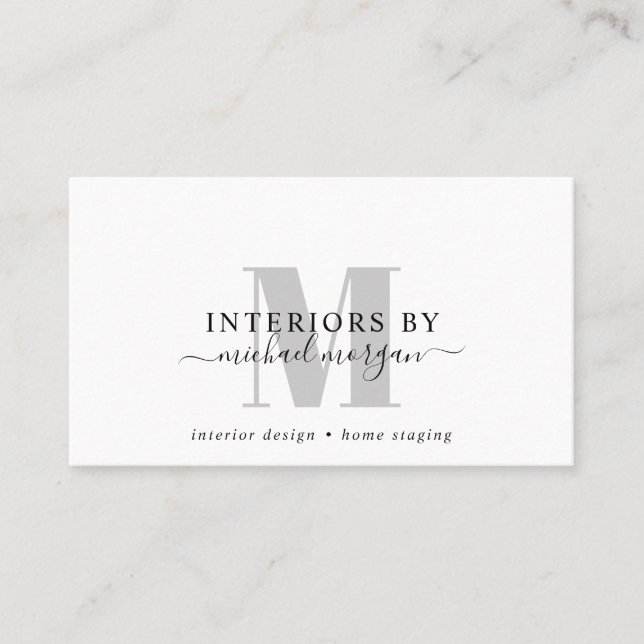 Carte De Visite Concepteur d'intérieur moderne simple Script Entre (Devant)