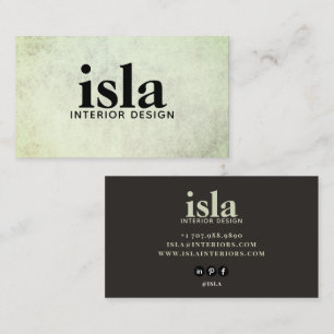 Carte De Visite Concepteur d'intérieur Texture Vert Sauge Doux