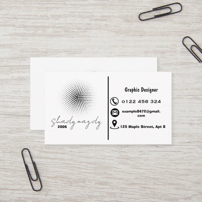 Carte De Visite Concepteur graphique créatif (Devant/Arrière en situation)