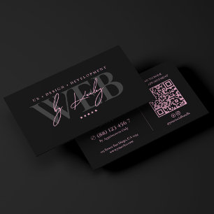 Carte De Visite Concepteur Web UI UX minimaliste Rose Noir Dévelop