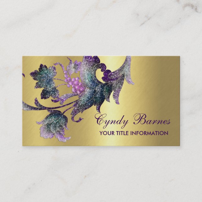 Carte De Visite Conception baroque turquoise et violette (Devant)