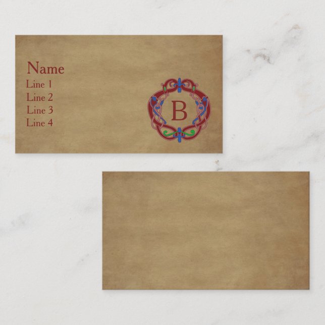 Carte De Visite Conception celtique initiale de monogramme  (Devant / Derrière)