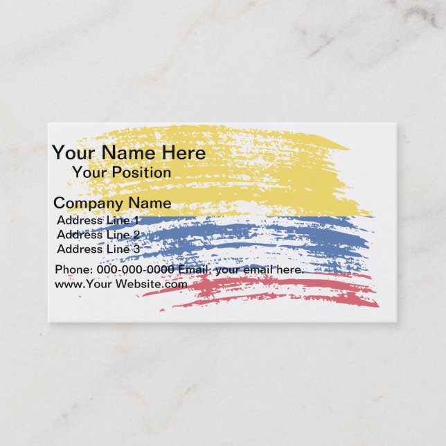 Carte De Visite Conception colombienne fraîche de drapeau (Devant)