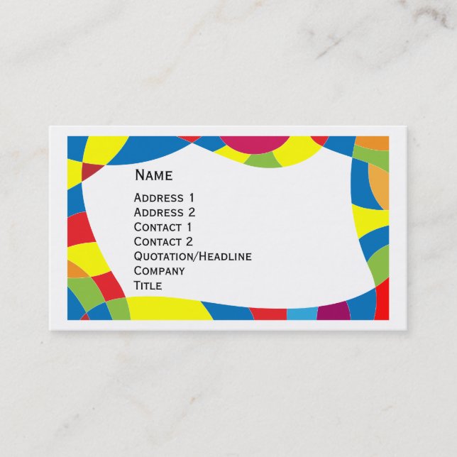 Carte De Visite Conception colorée (Devant)