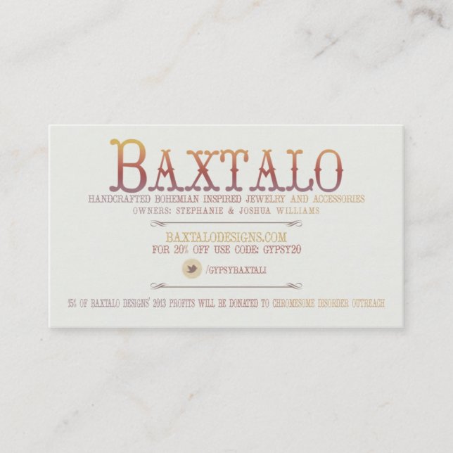 Carte De Visite Conception de Baxtalo (Devant)