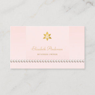 Carte De Visite Conception de bordure perle rose blush