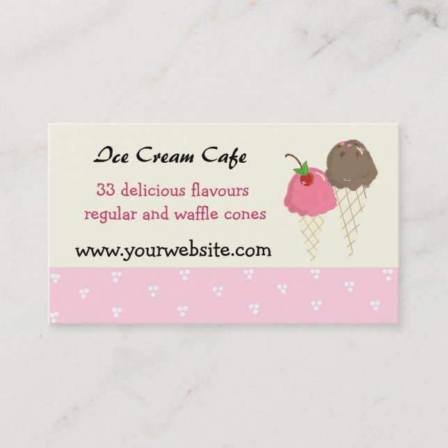 Carte De Visite Conception de Café Glace Cream (Devant)