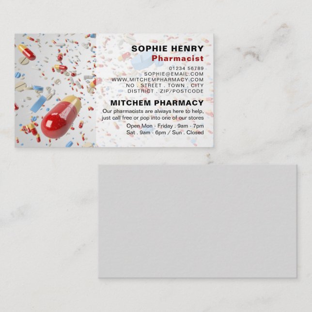 Carte De Visite Conception de capsules, Pharmacie, Pharmaciens (Devant / Derrière)